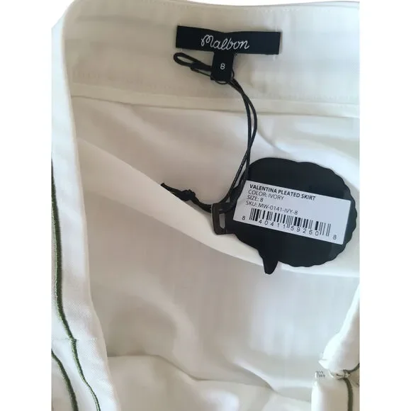 Malbon Valentina Pleated Golf Skirt Ivory Size 8 NWT - Picture 6 of 10
